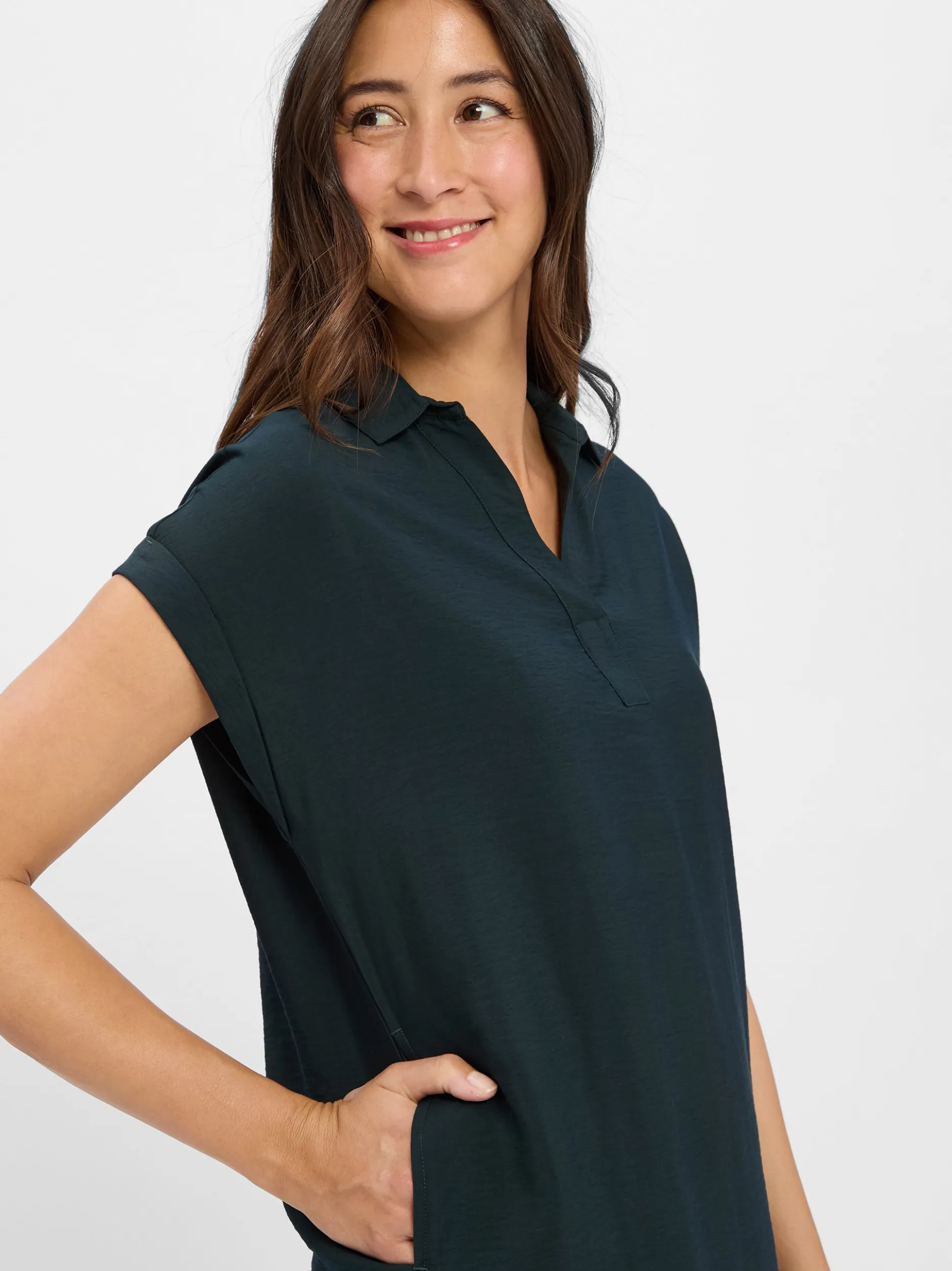 Street One Damen Kleid in tanne - Ärmel: kurzarm