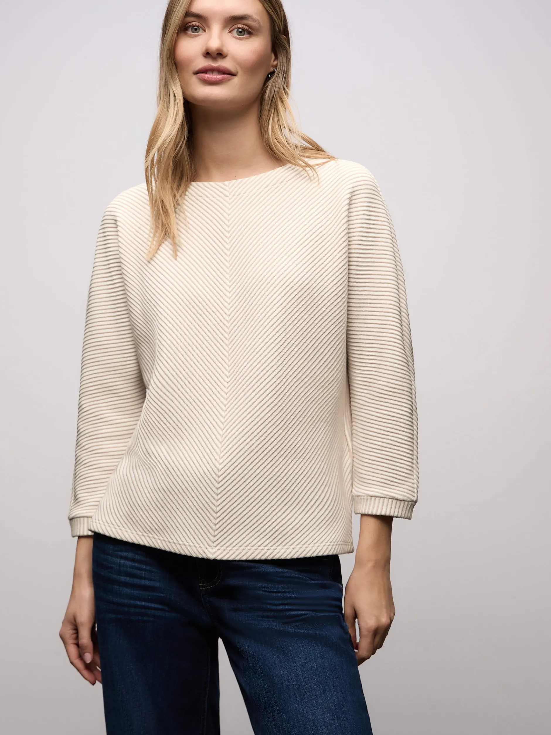 Street One Damen Langarmshirt in beige ecru
