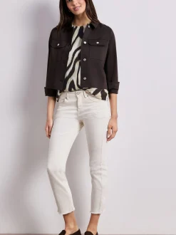 Street One Damen Shirt in beige schoko - Ärmel: kurzarm