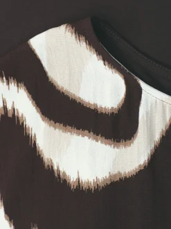 Street One Damen Shirt in beige schoko - Ärmel: kurzarm