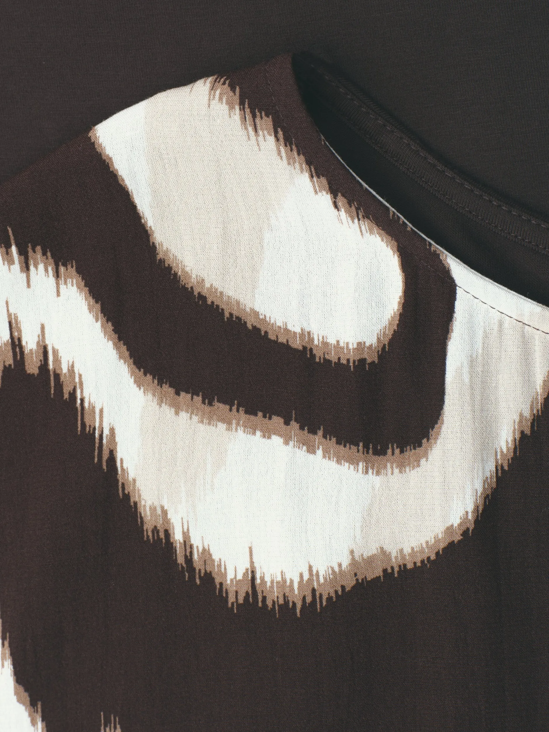Street One Damen Shirt in beige schoko - Ärmel: kurzarm