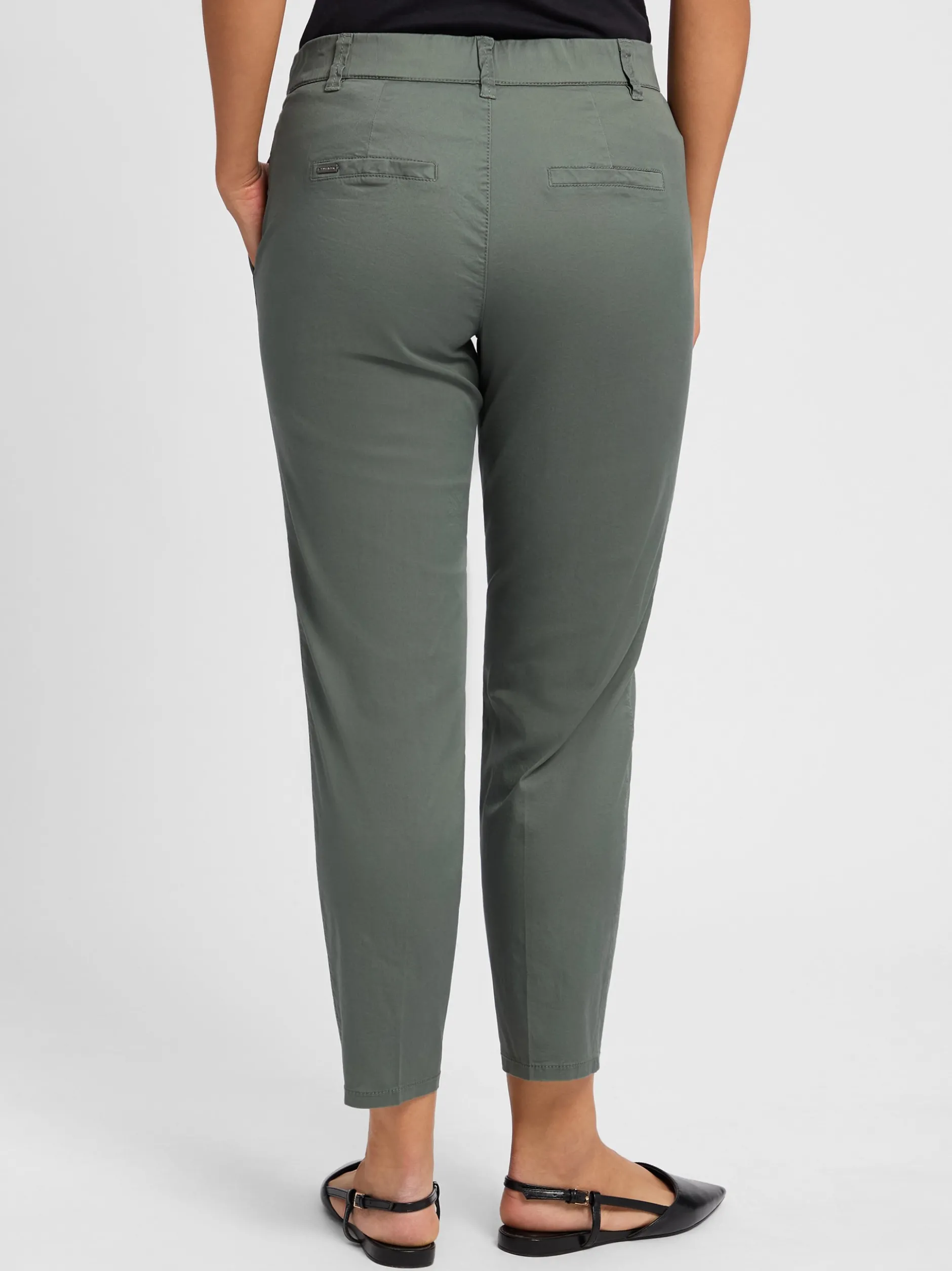 Street One Damen Stoffhose in khaki - Länge: verkürzt