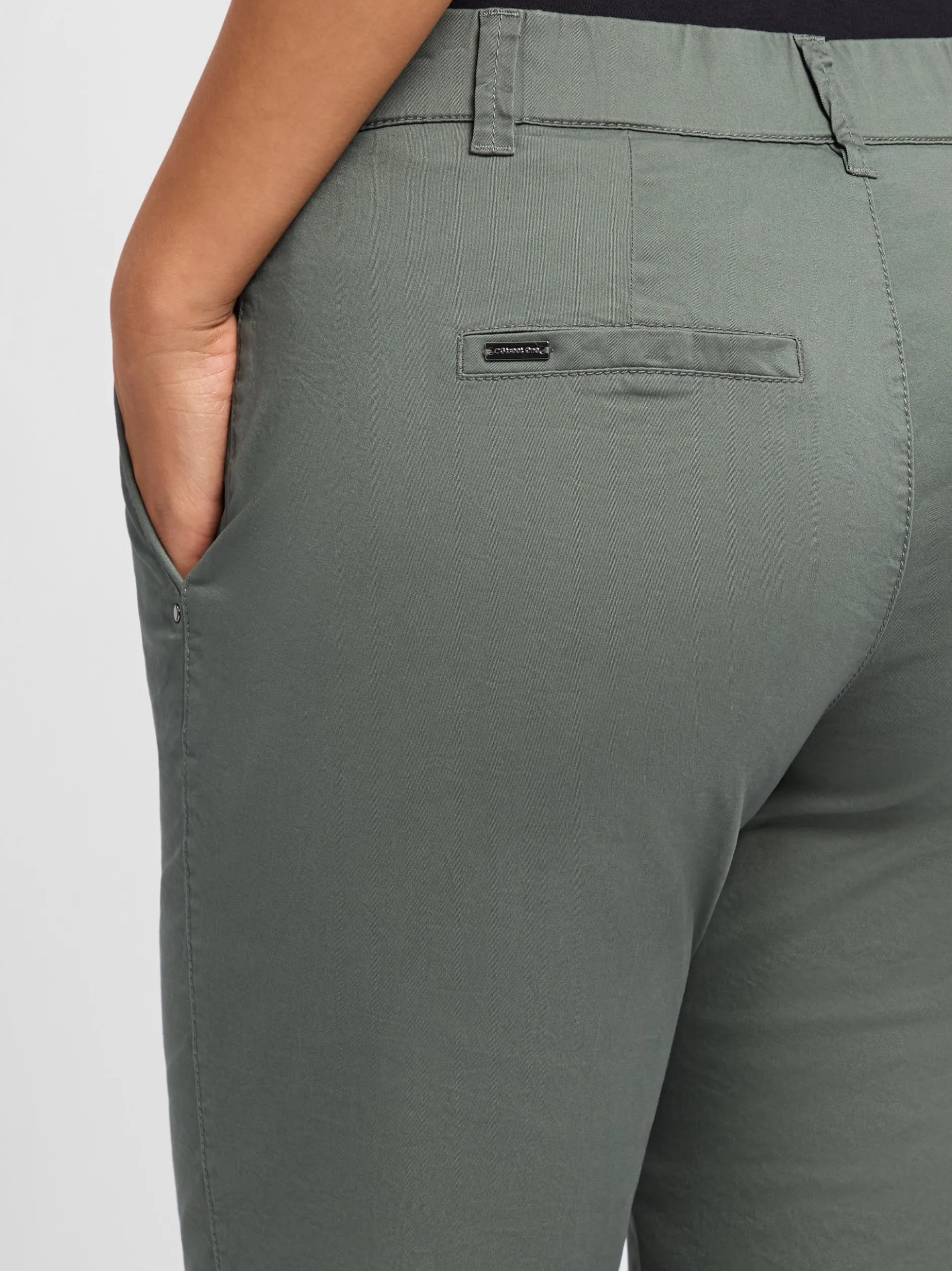 Street One Damen Stoffhose in khaki - Länge: verkürzt