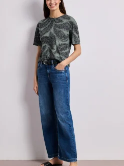 Street One Damen T-Shirt in grau lind - Ärmel: kurzarm
