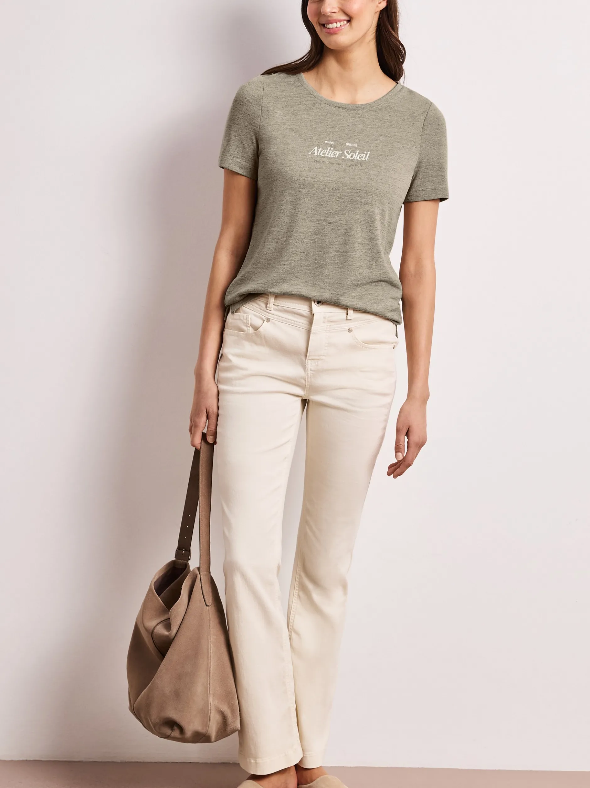 Street One Damen T-Shirt in kitt - Ausschnitt: Rundhals