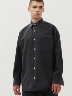 Studio Seidensticker Herren Denimhemd - Oversized Fit in schwarz