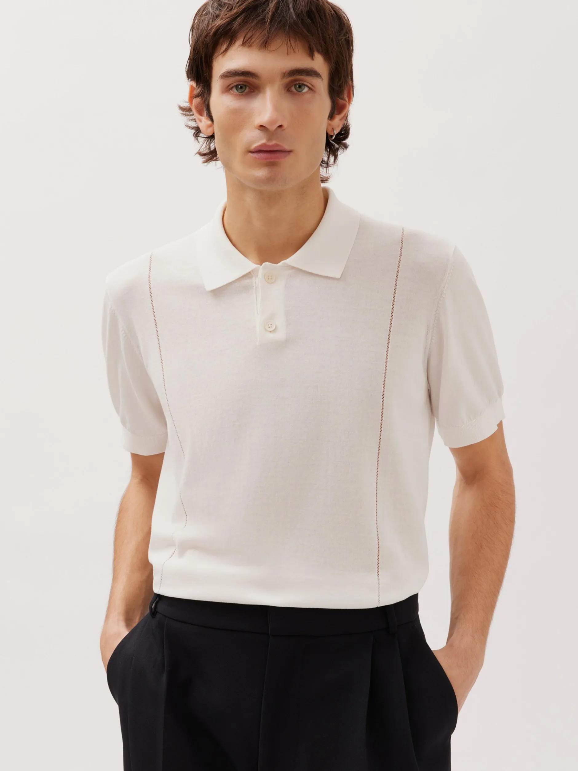 Studio Seidensticker Herren Strick Polo - Regular Fit in ecru