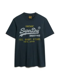 Superdry Herren T-Shirt in blau - Ausschnitt: Rundhals