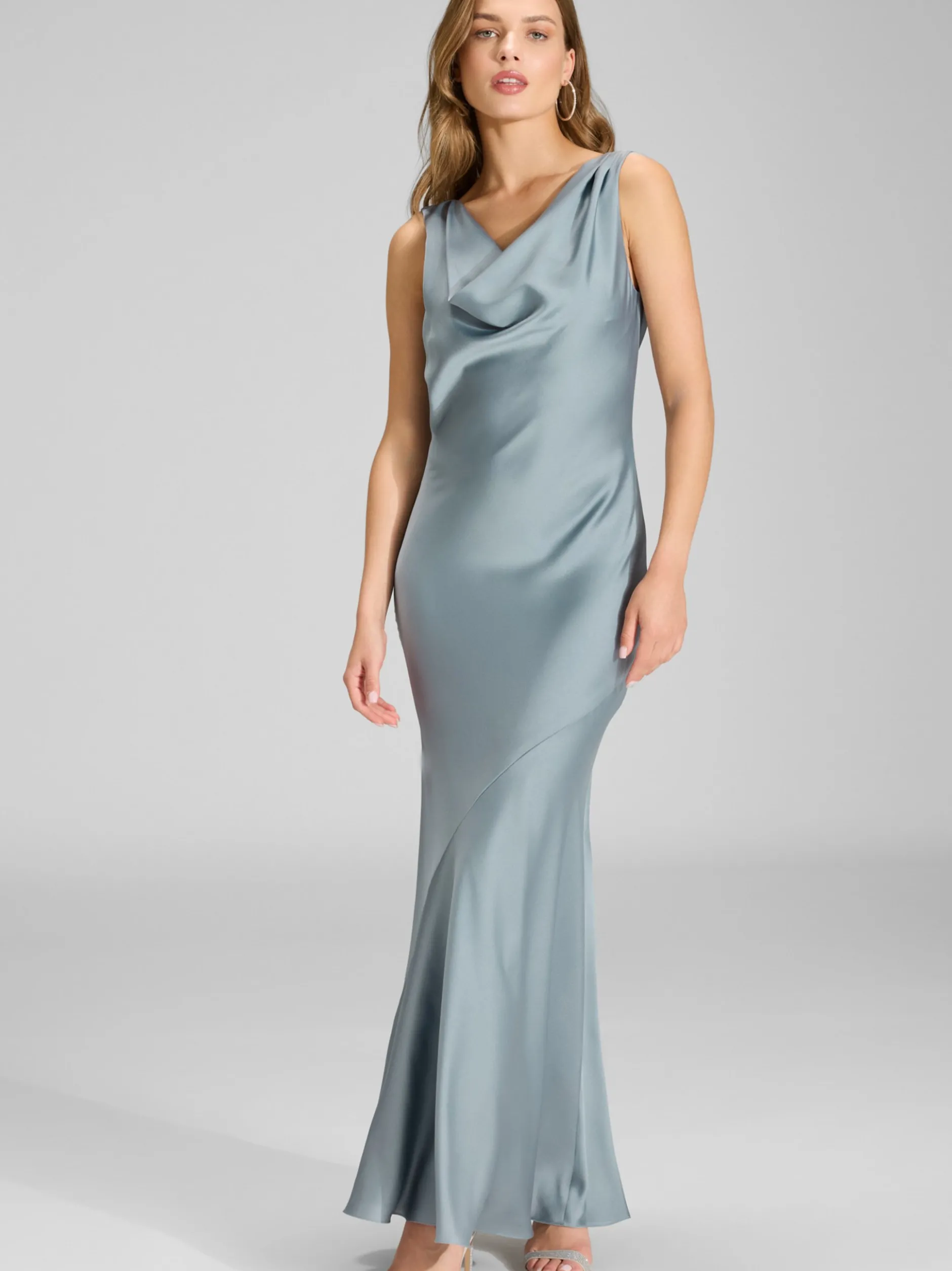 Swing Damen Abendkleid in blau - Ausschnitt: Wasserfall