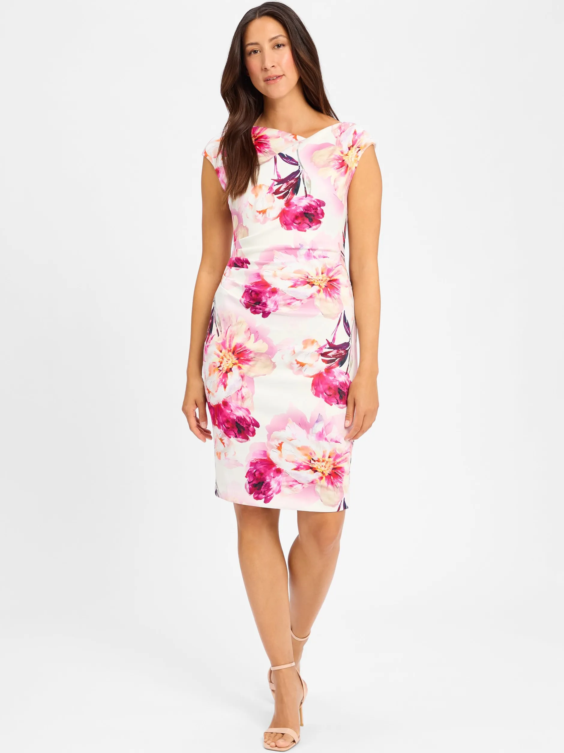 Swing Damen Abendkleid in ecru pink - Ärmel: extra kurz