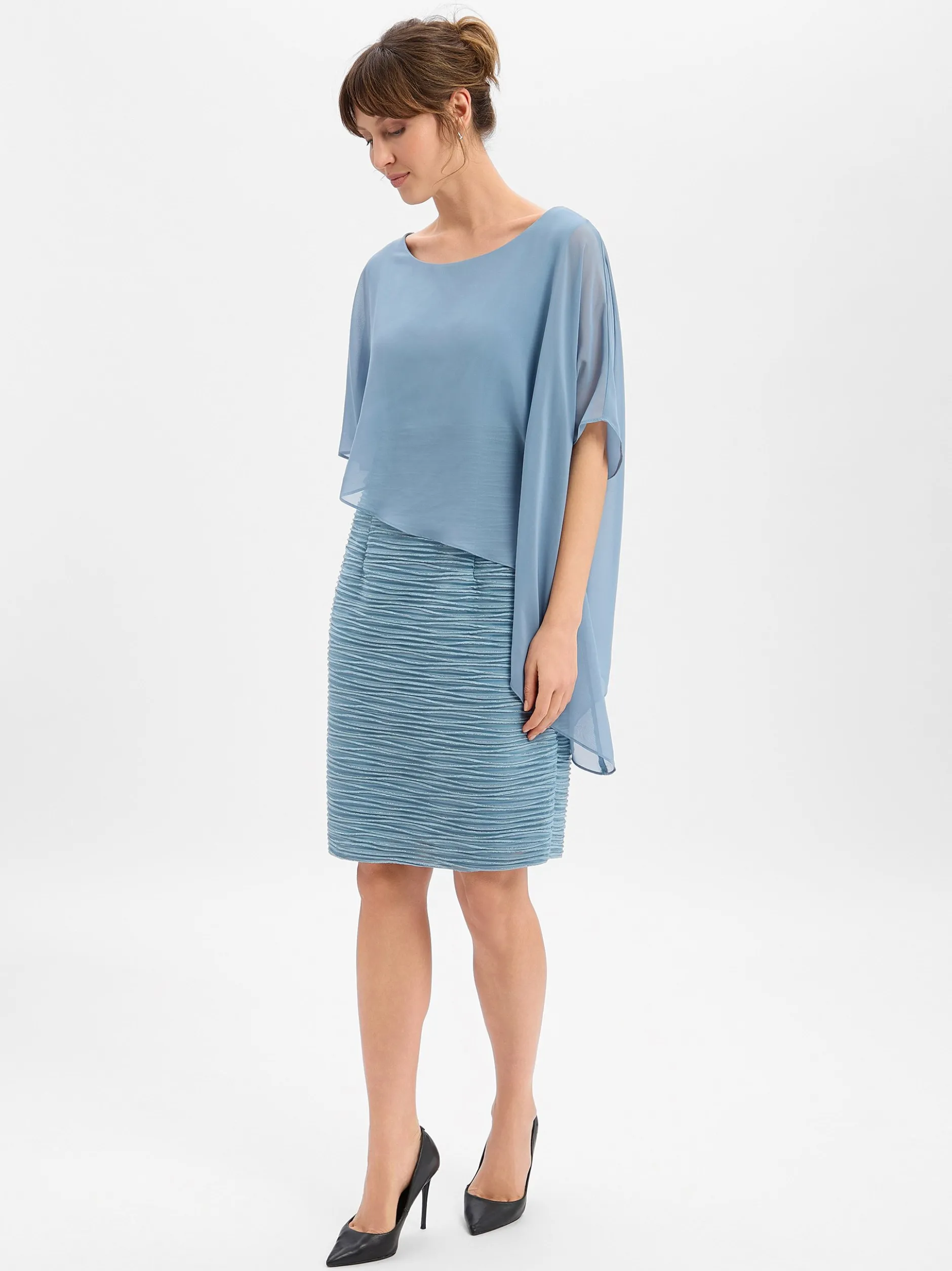 Swing Damen Abendkleid in hellblau - Länge: knielang