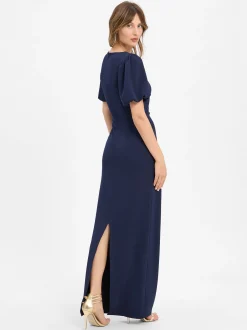 Swing Damen Abendkleid in marine - Ausschnitt: U-Boot