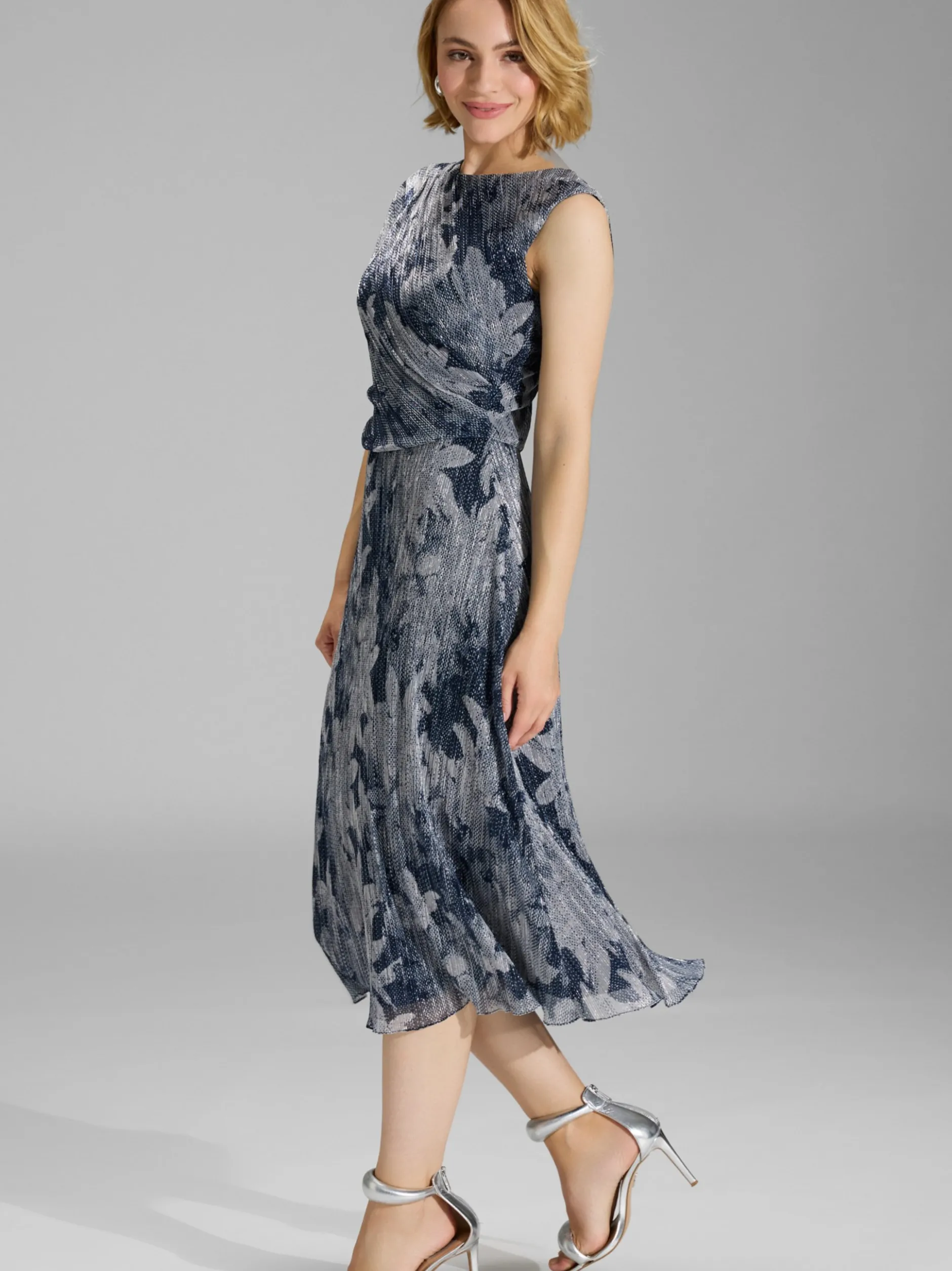 Swing Damen Abendkleid in marine silber - Länge: lang