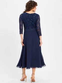 Swing Damen Abendkleid in marine - Ärmel: 3/4 Arm