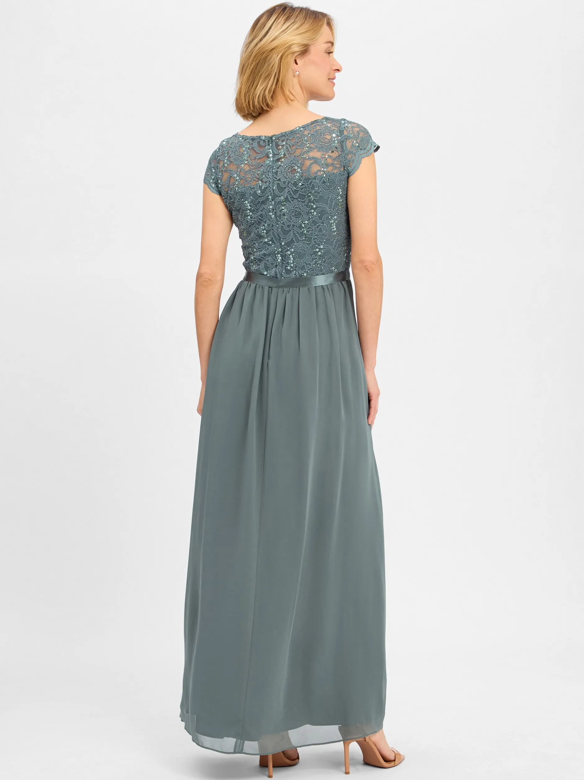 Swing Damen Abendkleid in schilf - Ausschnitt: Rundhals