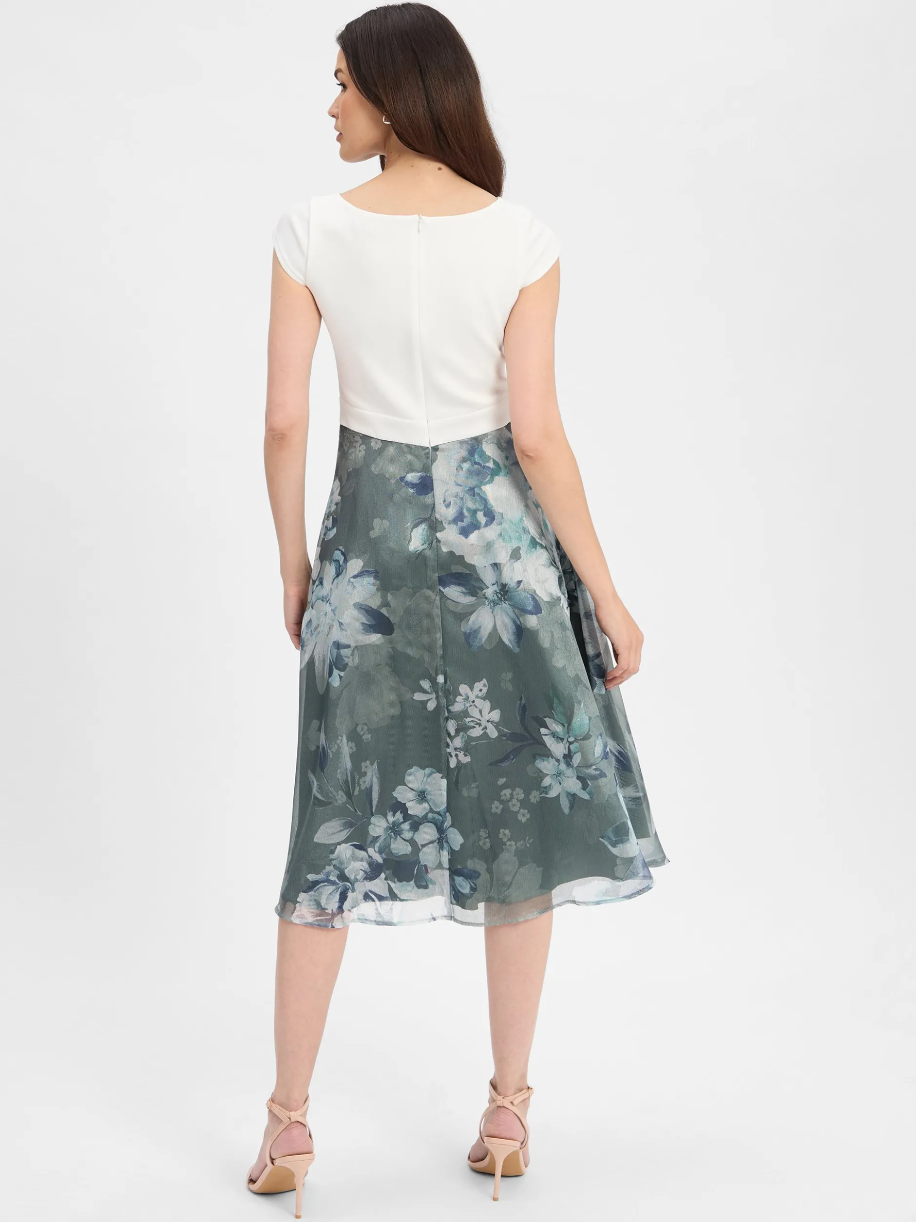 Swing Damen Abendkleid in weiß schilf - Länge: midi