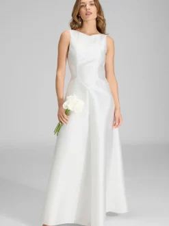 Swing Damen Abendkleid in weiß - Ausschnitt: Rundhals