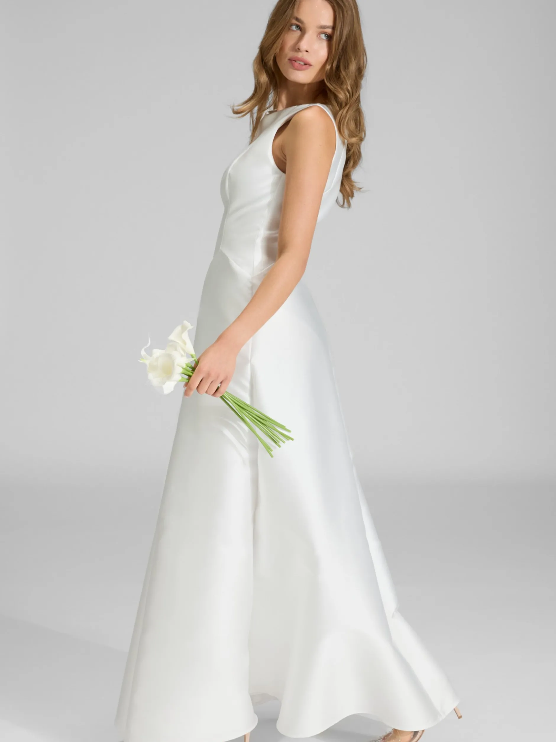 Swing Damen Abendkleid in weiß - Ausschnitt: Rundhals