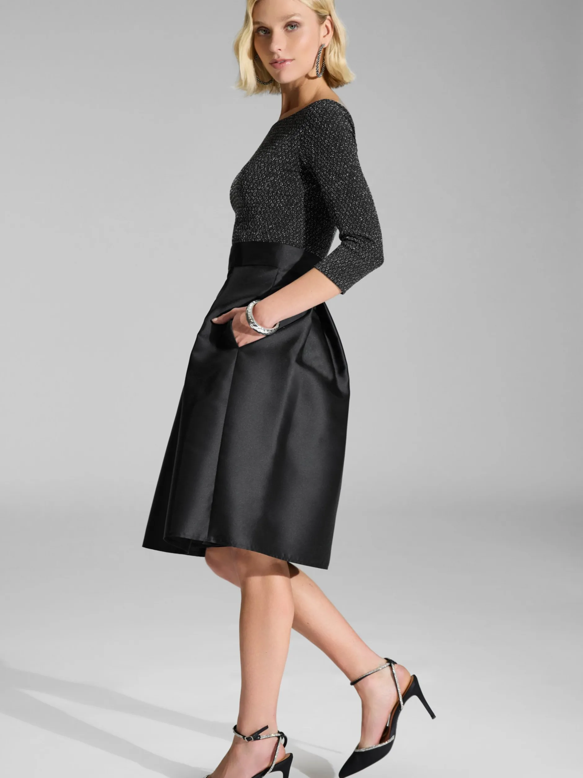 Swing Damen Cocktailkleid in schwarz silber