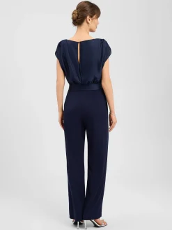 Swing Damen Jumpsuit in marine - Ärmel: ohne Arm