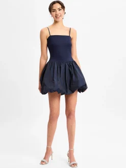 Swing Damen Kleid in marine - Ärmel: ohne Arm