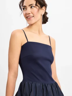 Swing Damen Kleid in marine - Ärmel: ohne Arm