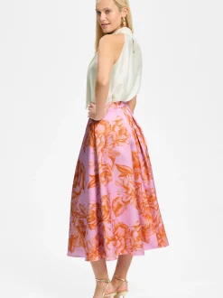Swing Damen Midirock in rosa orange - Länge: midi
