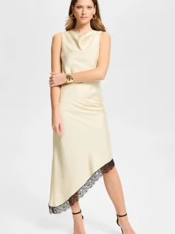 Swing Damen Satinrock in beige - Länge: midi