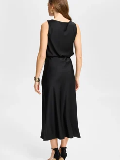 Swing Damen Satintop in schwarz - Ausschnitt: Wasserfall