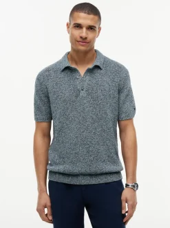 Tommy Hilfiger Tailored Herren Strick-Poloshirt in blau marine