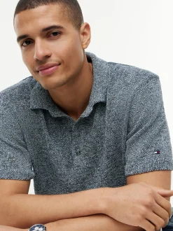 Tommy Hilfiger Tailored Herren Strick-Poloshirt in blau marine