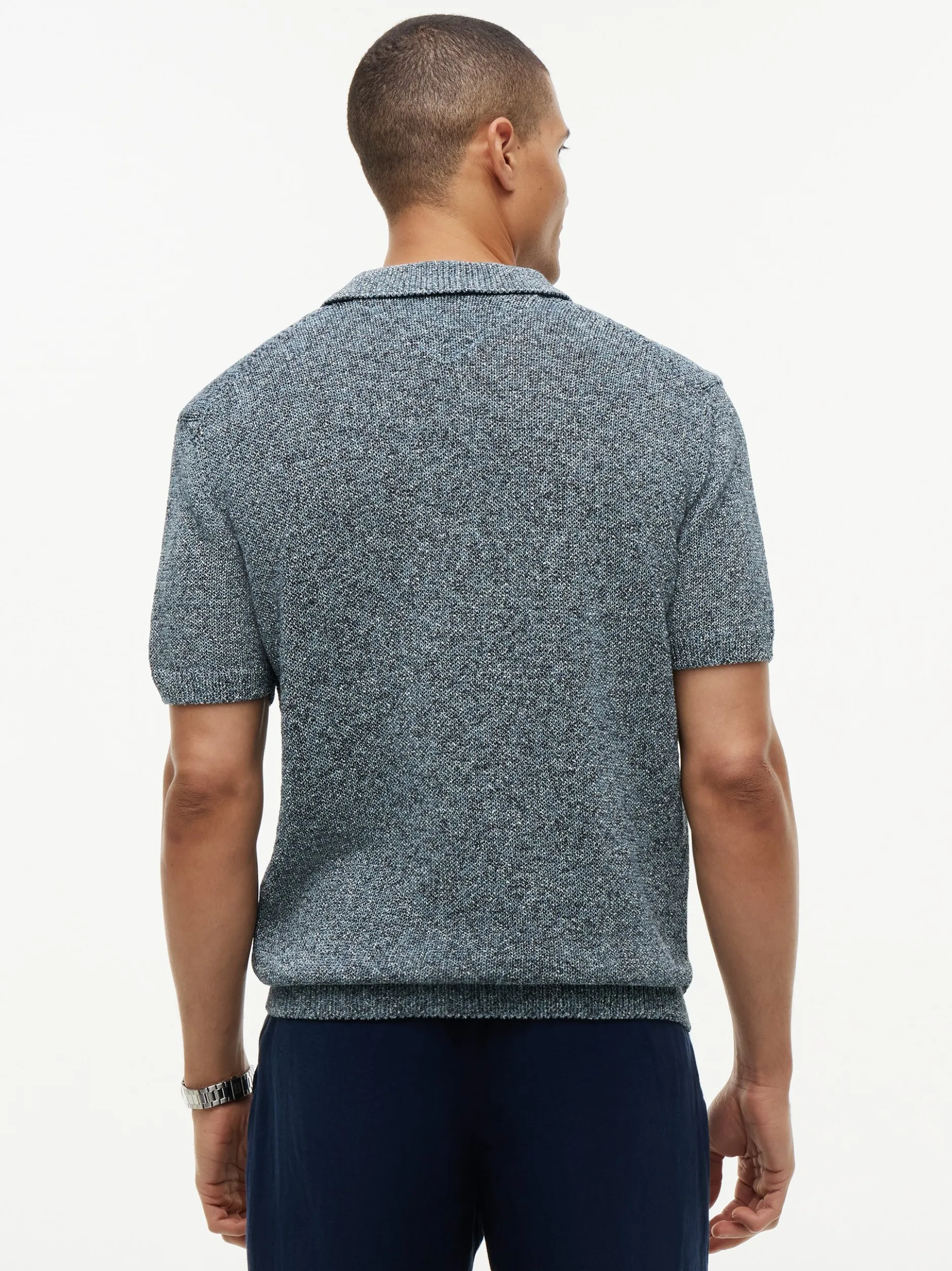 Tommy Hilfiger Tailored Herren Strick-Poloshirt in blau marine
