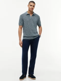 Tommy Hilfiger Tailored Herren Strick-Poloshirt in blau marine