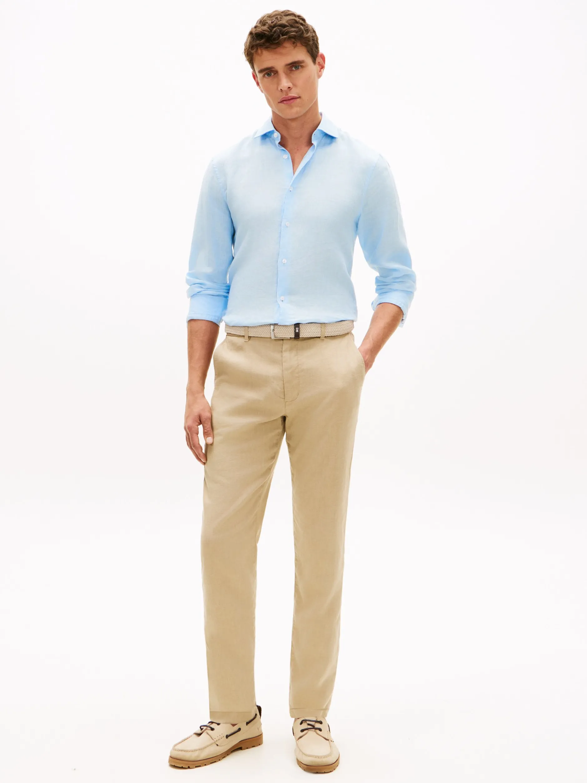 Tommy Hilfiger Tailored Herren Leinenhemd in hellblau