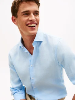 Tommy Hilfiger Tailored Herren Leinenhemd in hellblau
