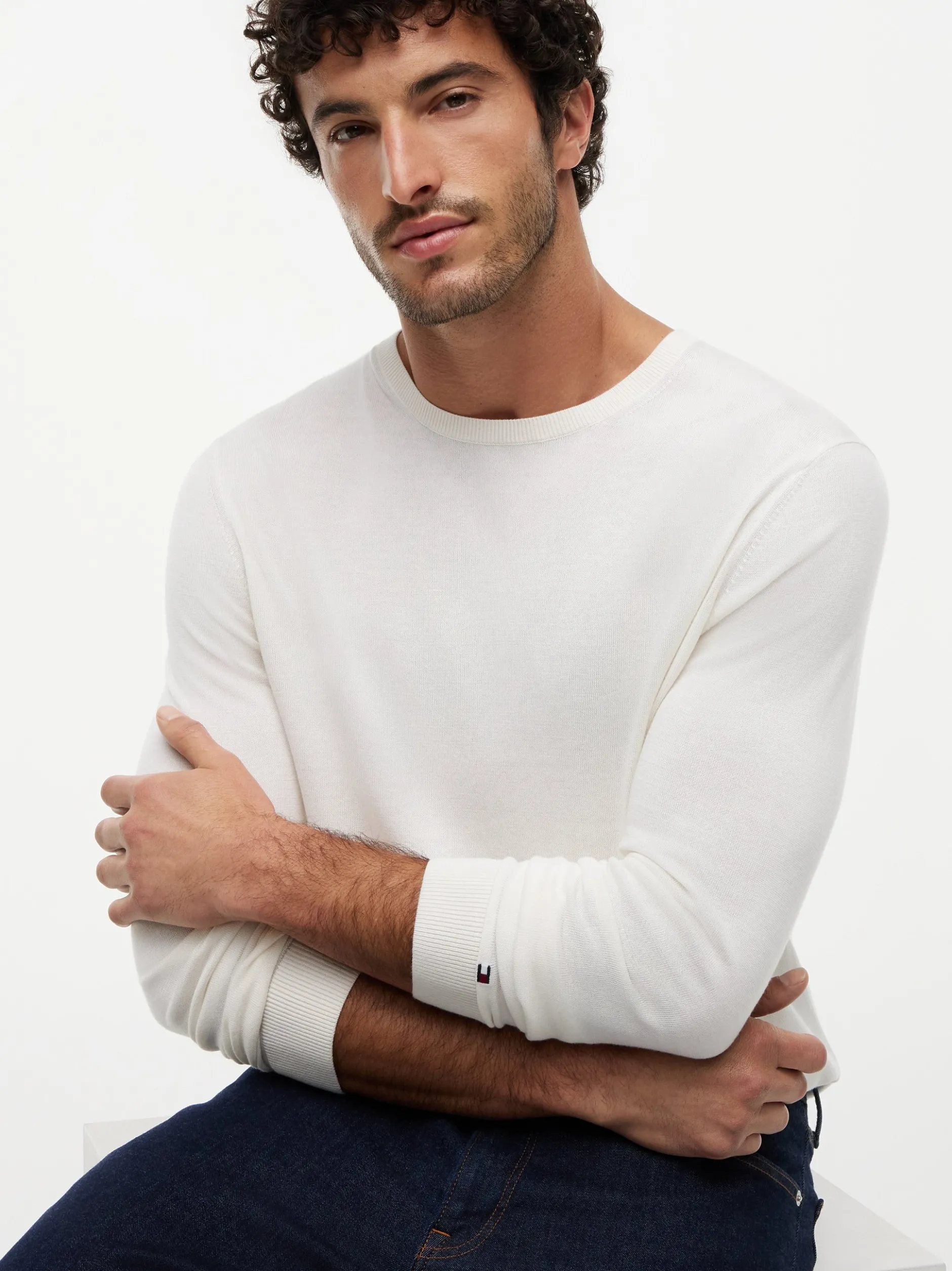Tommy Hilfiger Tailored Herren Strickpullover in ecru