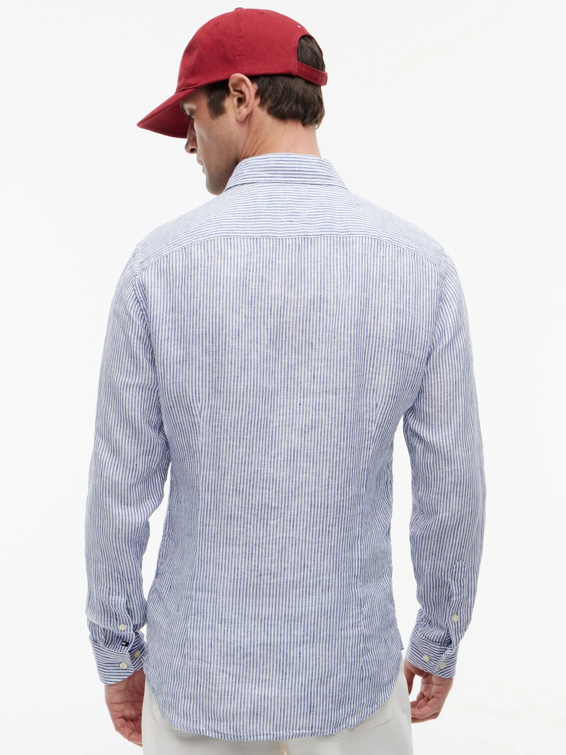 Tommy Hilfiger Tailored Herren Leinenhemd in blau weiß