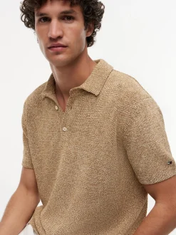 Tommy Hilfiger Tailored Herren Strick-Poloshirt in beige braun