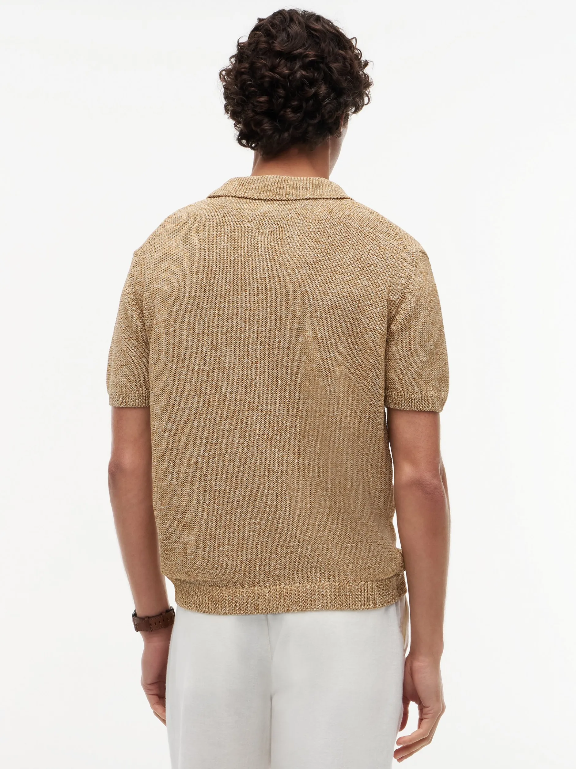 Tommy Hilfiger Tailored Herren Strick-Poloshirt in beige braun