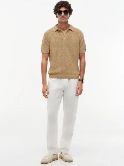 Tommy Hilfiger Tailored Herren Strick-Poloshirt in beige braun