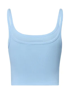Tommy Jeans Damen Crop Top in hellblau - Ärmel: ohne Arm