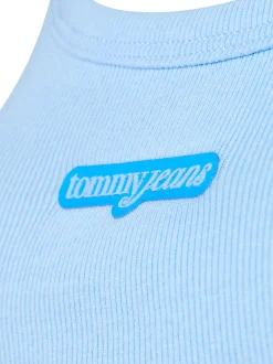 Tommy Jeans Damen Crop Top in hellblau - Ärmel: ohne Arm
