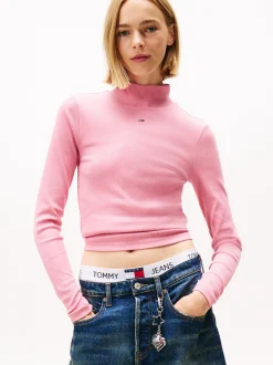 Tommy Jeans Damen Langarmshirt in pink - Ärmel: langarm