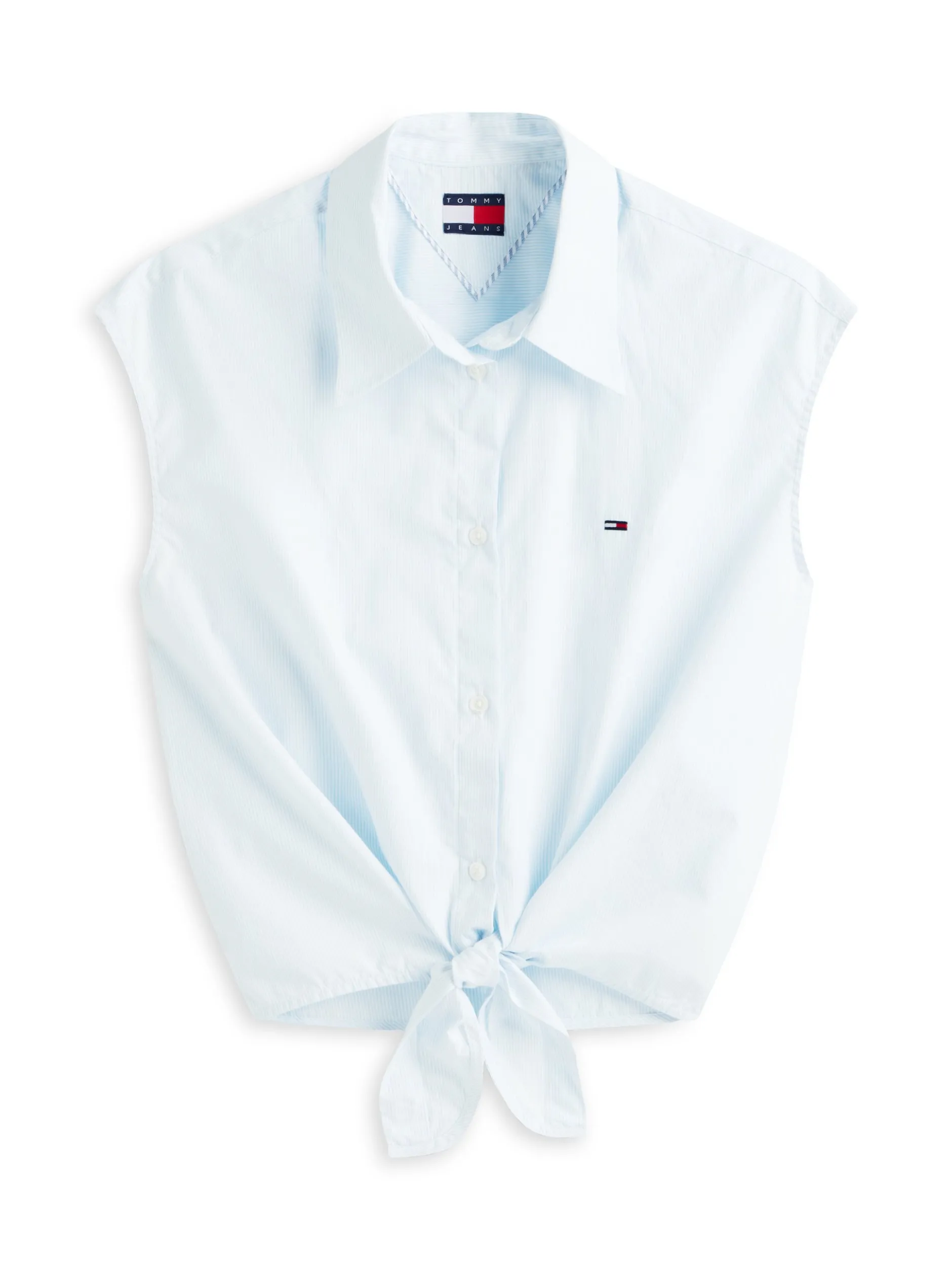 Tommy Jeans Damen Sommerbluse in hellblau weiß