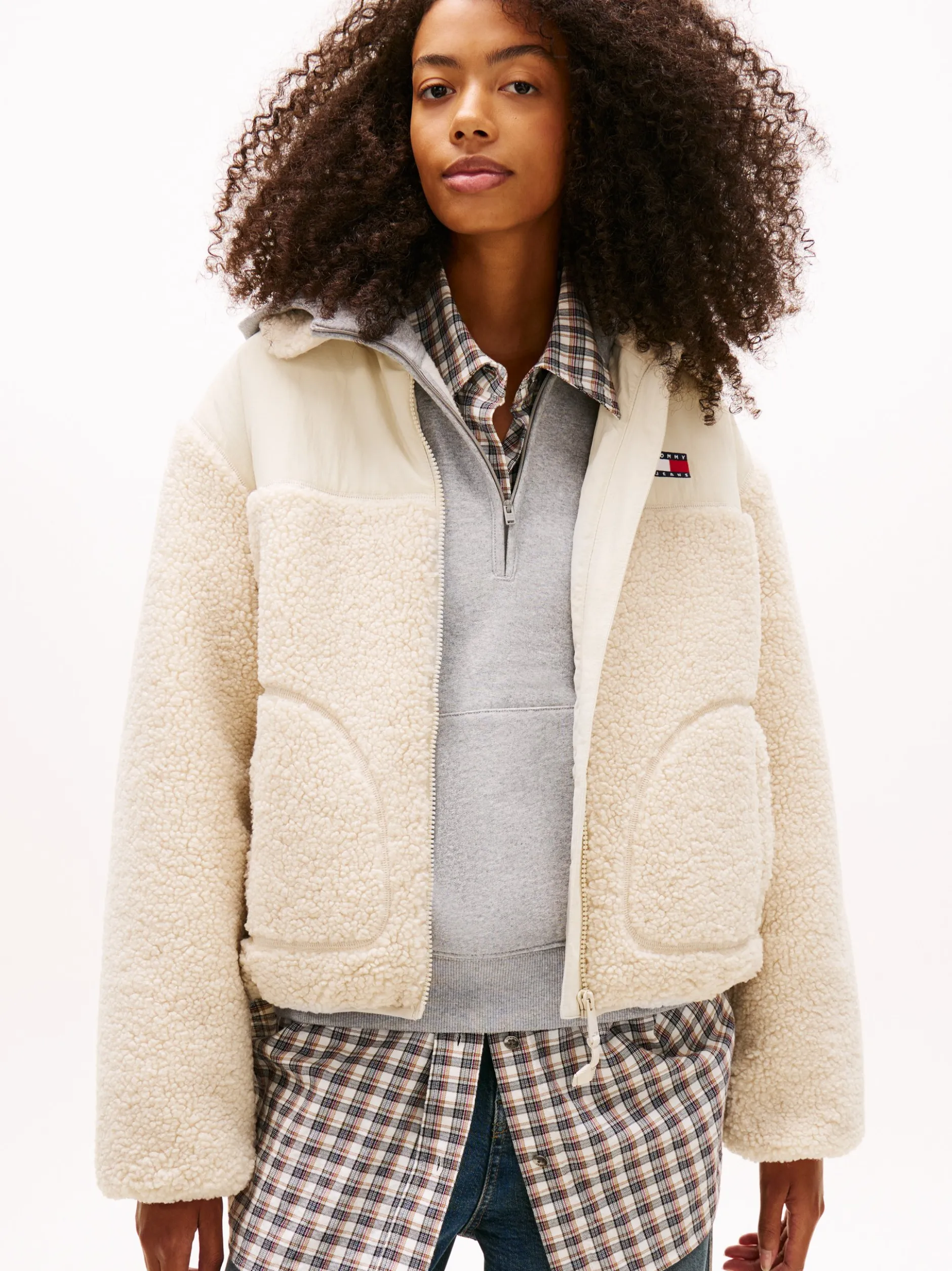 Tommy Jeans Damen Teddyfelljacke in ecru