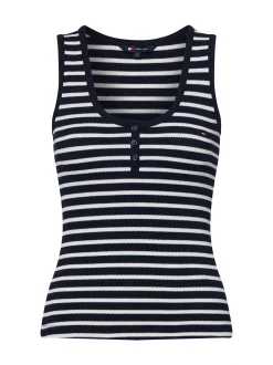 Tommy Jeans Damen Top in marine weiß - Ärmel: ohne Arm