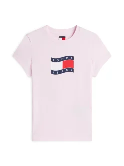 Tommy Jeans Damen T-Shirt in rosa - Ausschnitt: Rundhals