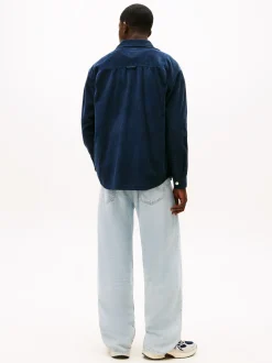 Tommy Jeans Herren Cordhemd in marine - Ausschnitt: Kent