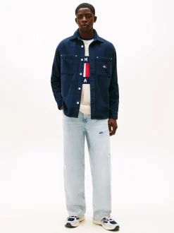 Tommy Jeans Herren Cordhemd in marine - Ausschnitt: Kent