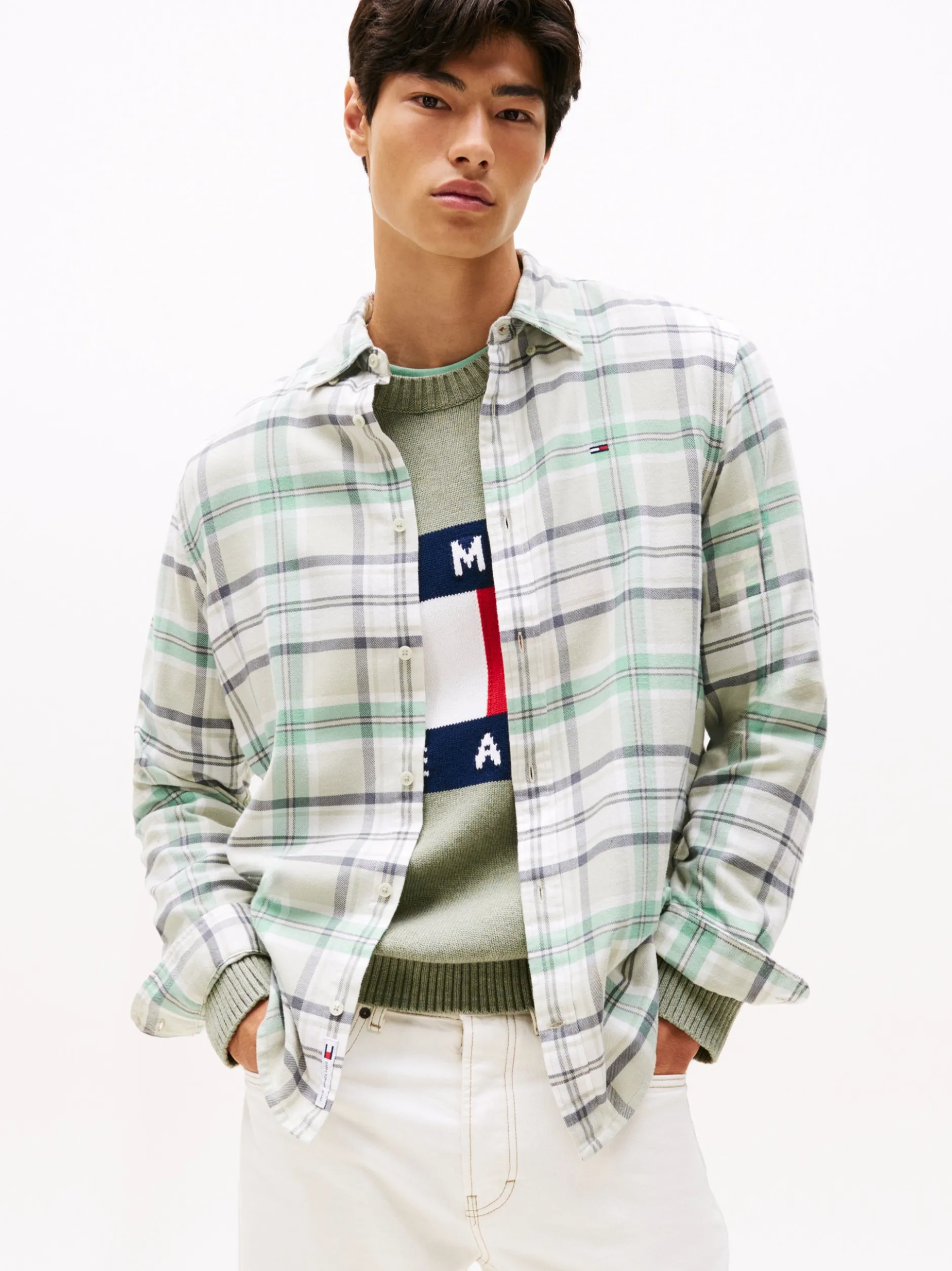 Tommy Jeans Herren Freizeithemd in lind grau